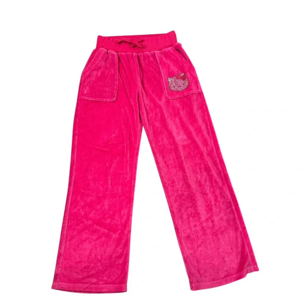 Universal Studios Hello Kitty hot pink velour rhinestones lounging joggers small - Picture 2 of 13